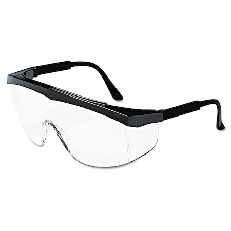 Mcr Safety Stratos, Safety Glasses, Anti-Scratch, Clear Lens, Black Frame, Half-Frame, 12 PK CWS SS110